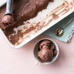ALT="chocolate ice cream, pastel color background, katrin press"